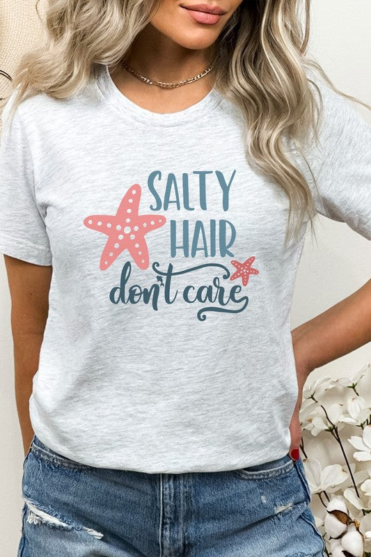 Salty Hair Dont Care Starfish Dolphin Graphic Tee T-Shirt