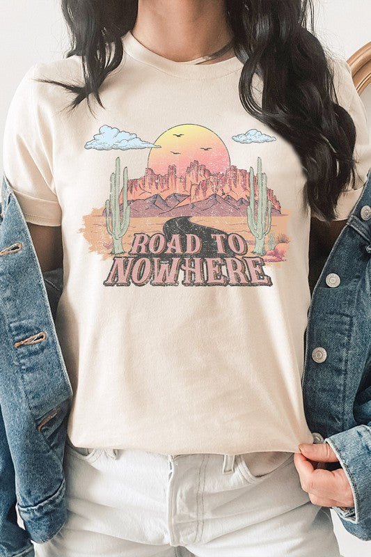 Distressed Road To Nowhere Desert Graphic Tee