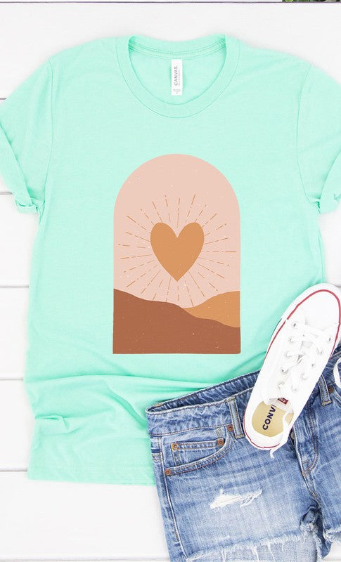 Boho Valentine Heart Graphic Tee T-Shirt PLUS