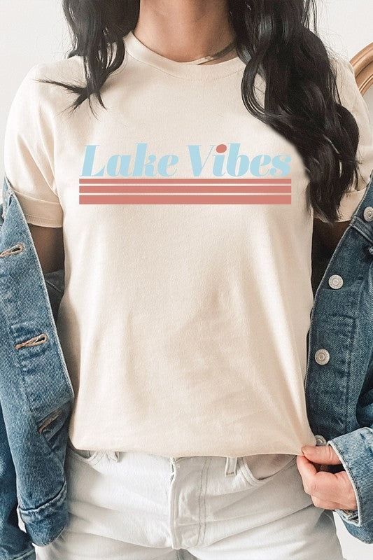 Lake Vibes Summer Fun Water Vacation Graphic Tee T-Shirt