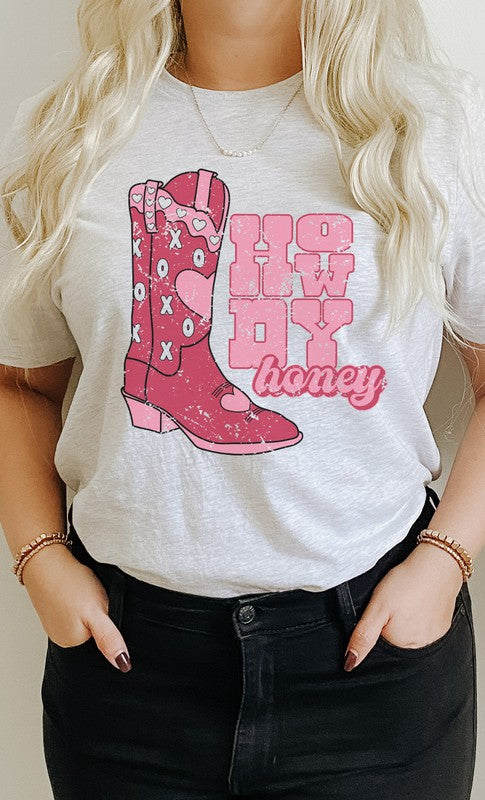 Howdy Honey XOXO Boots Valentines PLUS Graphic Tee T-Shirt