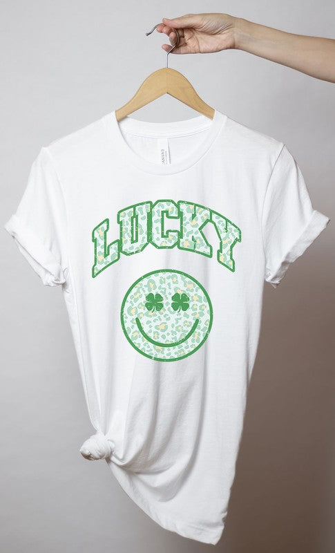 Retro Lucky Smiley Face Graphic Tee T-Shirt