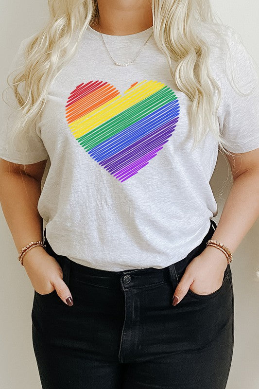 Rainbow Scribble Heart LGBTQ Pride Graphic Tee