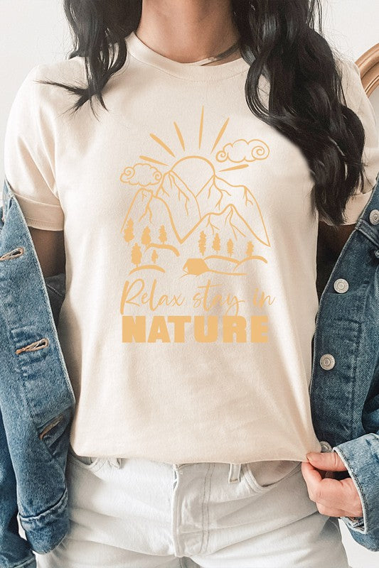 Relax Stay In Nature Mountain Camping Graphic Tee