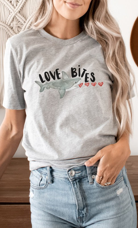 Love Bites Heart Eating Shark PLUS Graphic Tee T-Shirt