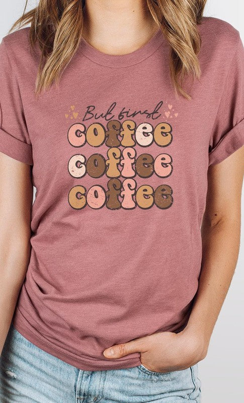 But First Coffee Hearts Detail PLUS Graphic Tee T-Shirt