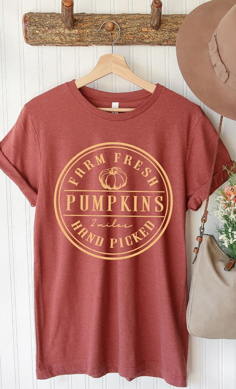 Farm Fresh Pumpkins Circle Graphic Tee T-Shirt