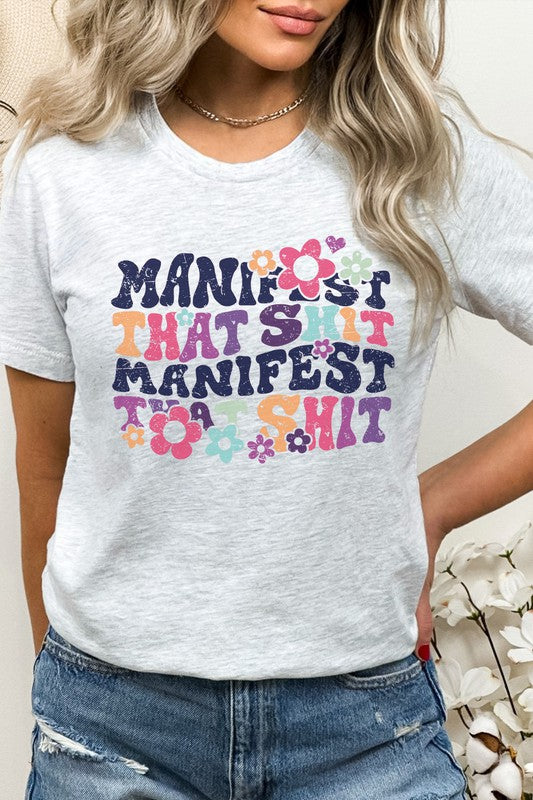 Manifest That Floral Hearts Graphic Tee T-Shirt