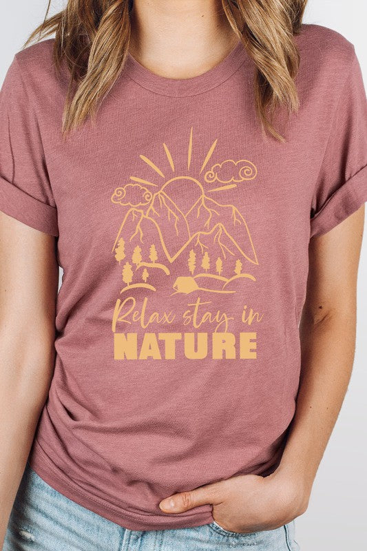 Relax Stay In Nature Mountain Camping Graphic Tee