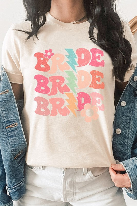 Bride Floral Lightning Bolts Repeat Graphic Tee