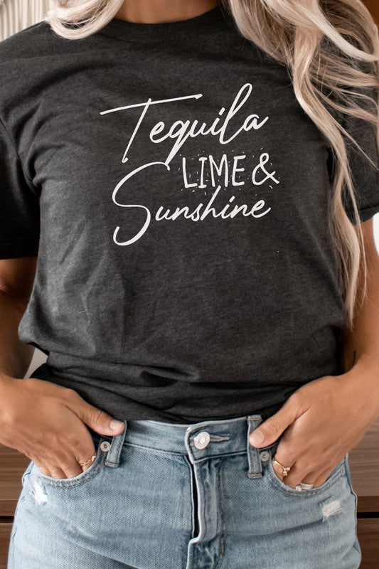 Tequila Lime and Sunshine Party Time Graphic Tee T-Shirt