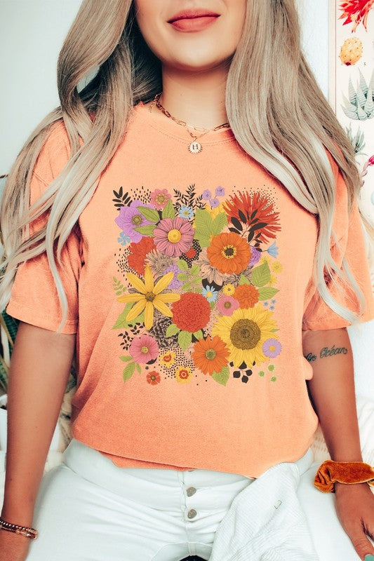 Flower Garden Spring Comfort Colors Graphic Tee T-Shirt