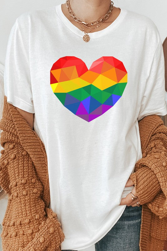 Geometric Rainbow Pride Heart LGBTQ Graphic Tee