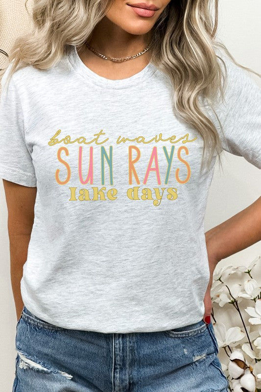 Boat Waves Sun Rays Lake Days Summer Graphic Tee