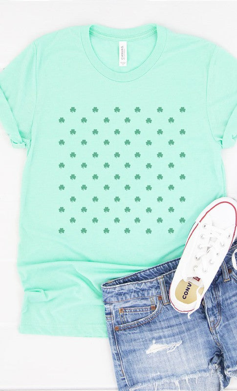 St Patricks Day Shamrock Grid Graphic Tee T-Shirt