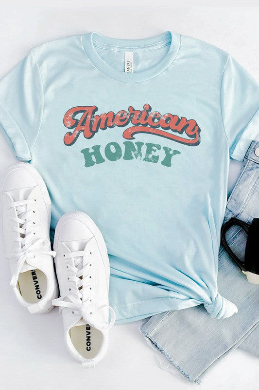 Retro American Honey Patriotic Graphic Tee