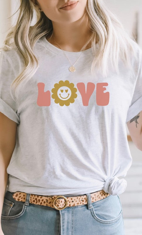 Love Sparkley Heart Eyes Flower PLUS Graphic Tee