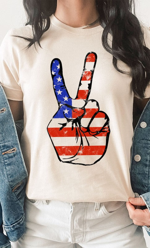 American Peace Sign Graphic Tee T-Shirt