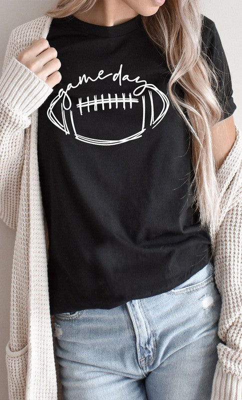 Cursive Football Game Day Graphic Tee T-Shirt PLUS