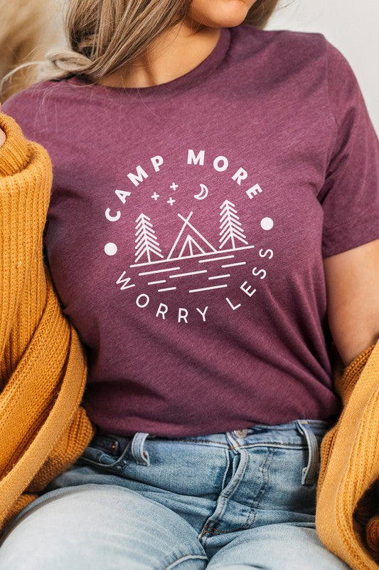 Camp More Worry Less Tent in Forest Graphic Tee T-Shirt