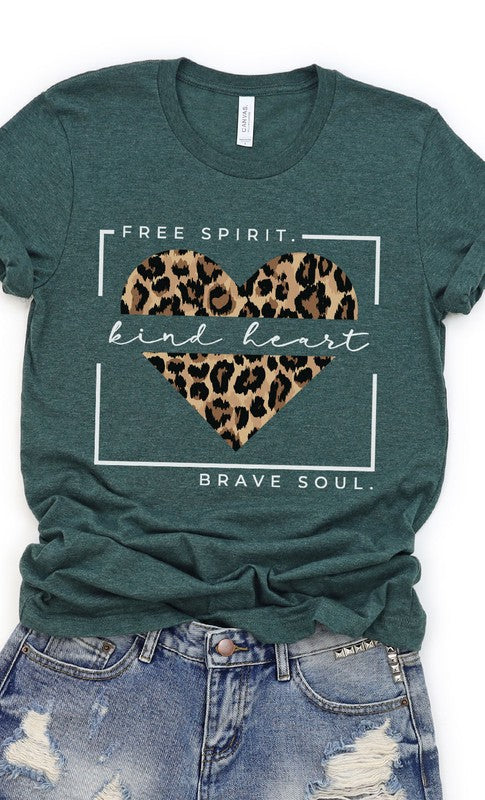 Free Spirit Leopard Heart Graphic Tee T-Shirt PLUS