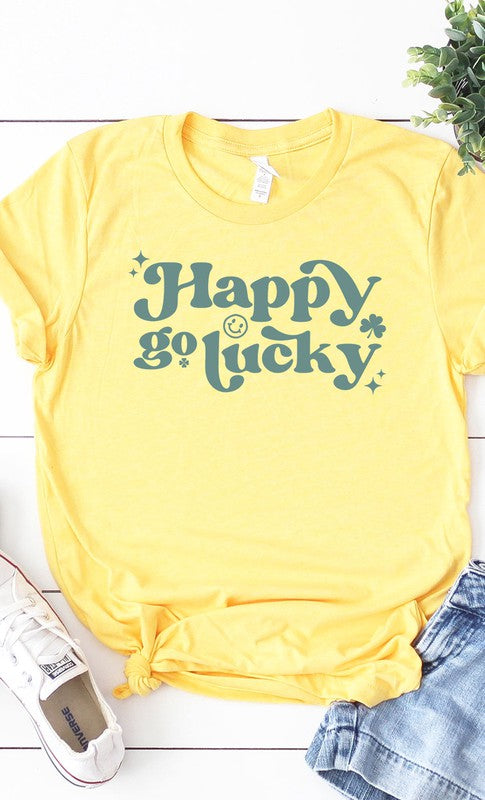 Vintage Happy Go Lucky Graphic Tee T-Shirt