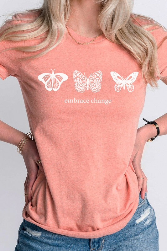 Embrace Change Butterfly Summer Graphic Tee