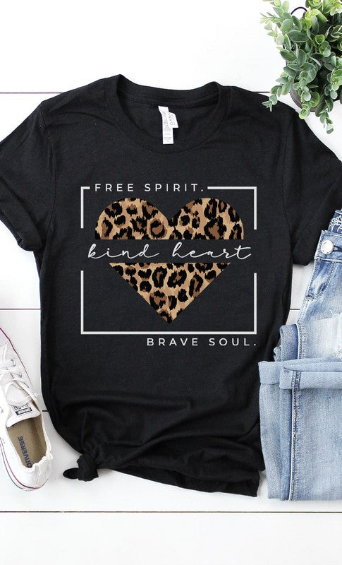 Free Spirit Leopard Heart Graphic Tee T-Shirt PLUS