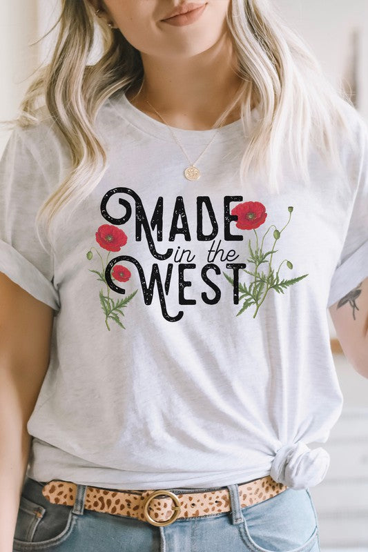 Retro Made In The West Red Flowers Graphic Tees