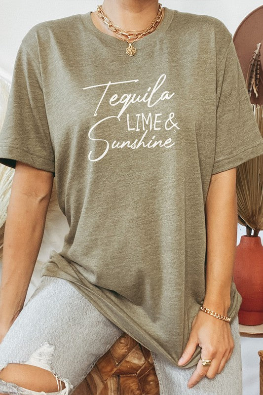 Tequila Lime and Sunshine Party Time Graphic Tee T-Shirt