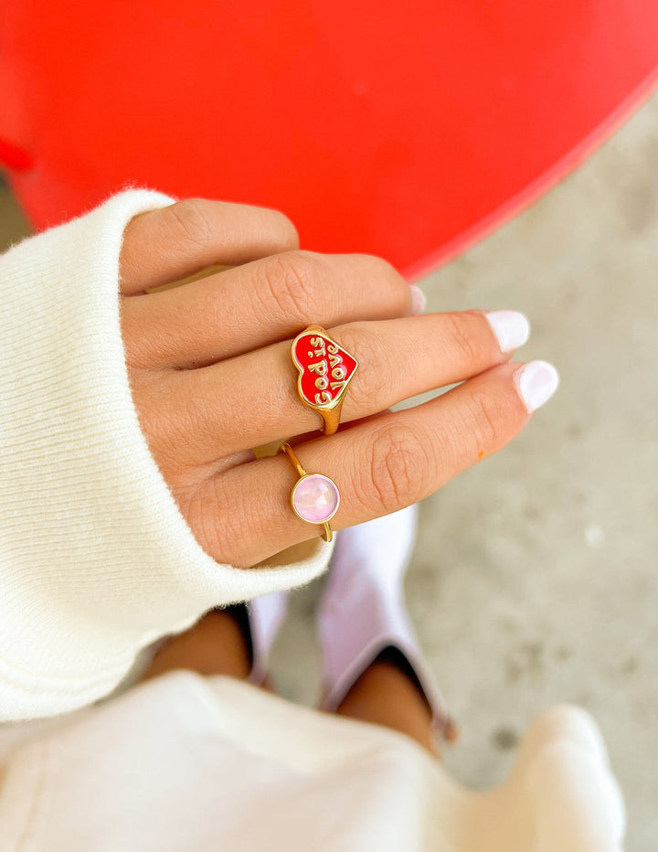 Enamel God is Love Ring