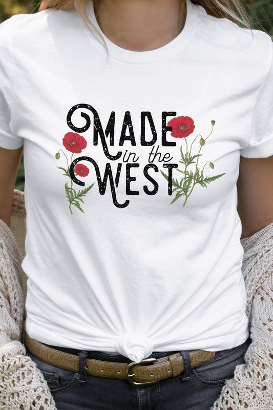 Retro Made In The West Red Flowers Graphic Tees