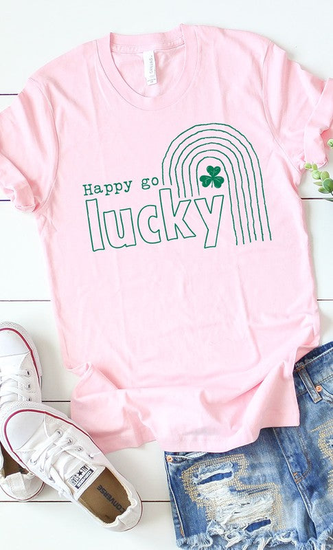 Happy Go Lucky Rainbow Graphic Tee T-Shirt PLUS