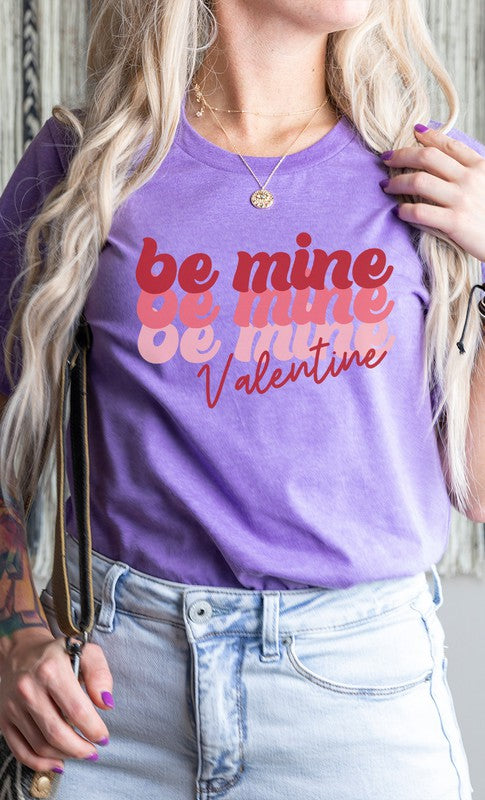 Retro Tricolor Be Mine Valentine Graphic Tee T-Shirt