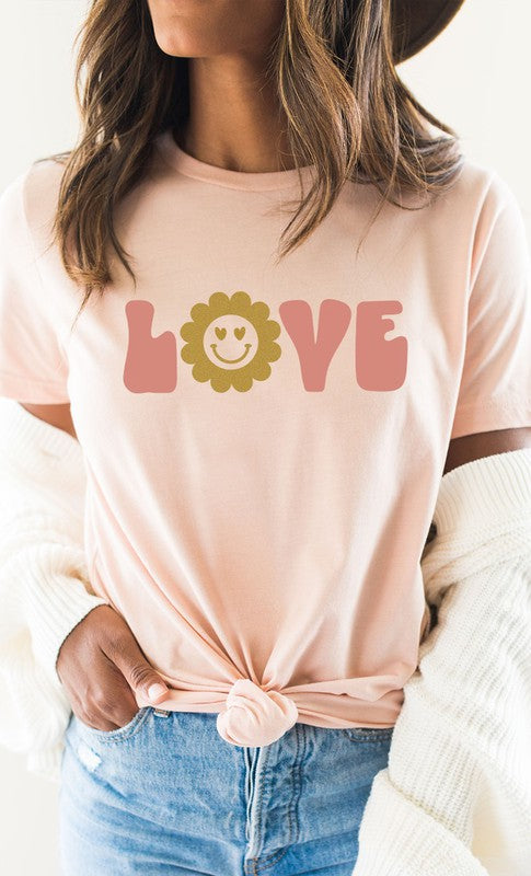 Love Sparkley Heart Eyes Flower PLUS Graphic Tee