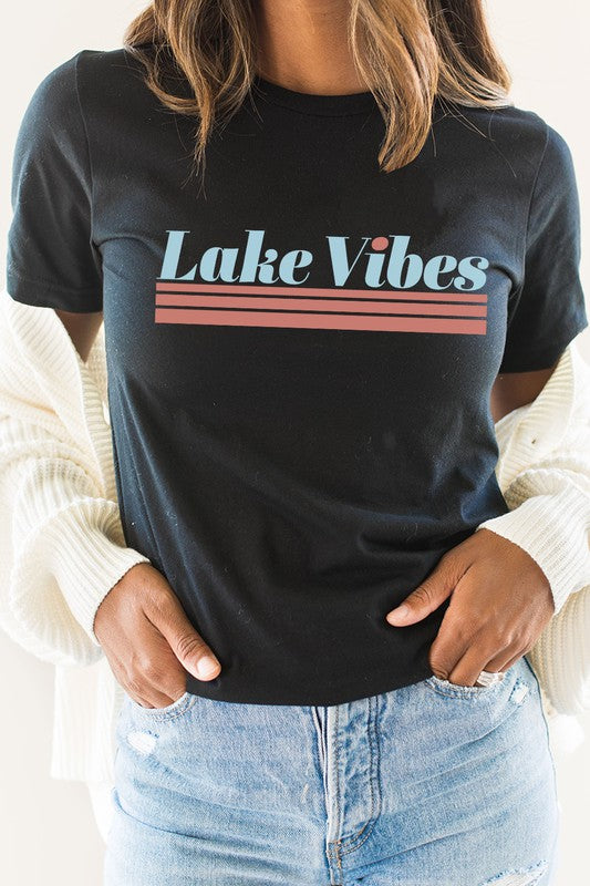 Lake Vibes Summer Fun Water Vacation Graphic Tee T-Shirt