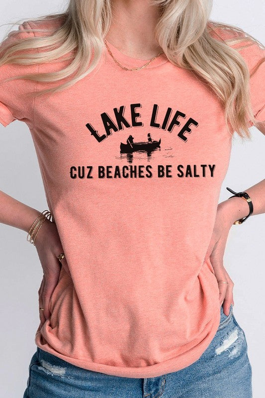 Lake Life Cuz Beaches Be Salty Rowboat Graphic Tee T-Shirt