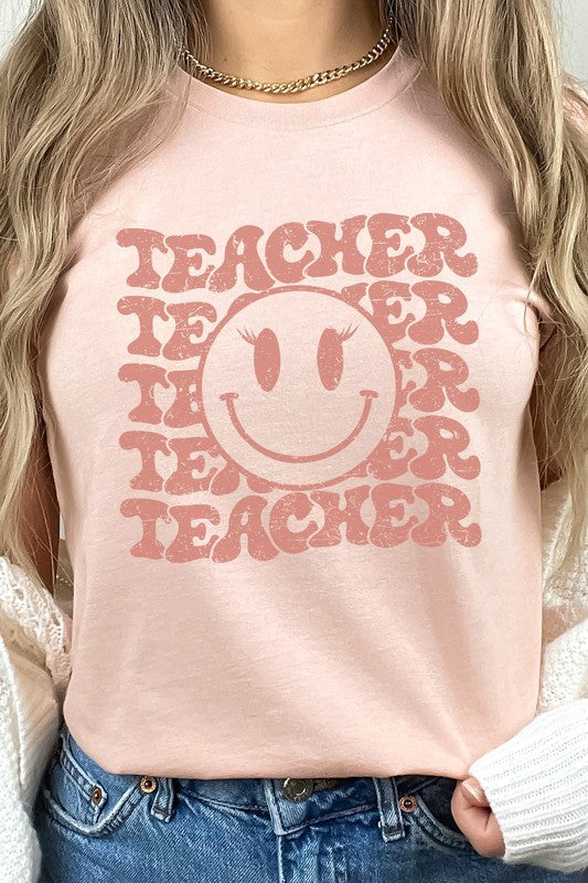 Teacher Lash Smiley Face School Graphic Tee T-Shirt