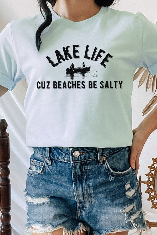 Lake Life Cuz Beaches Be Salty Rowboat Graphic Tee T-Shirt