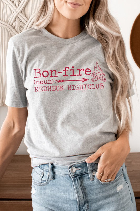 Bonfire Redneck Nightclub Fire Side Graphic Tee