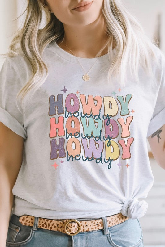 Howdy Repeat Pastel Stars Country Graphic Tee