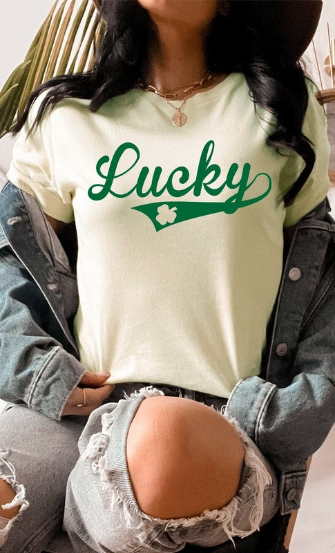 Vintage Lucky with Shamrock Graphic Tee T-Shirt