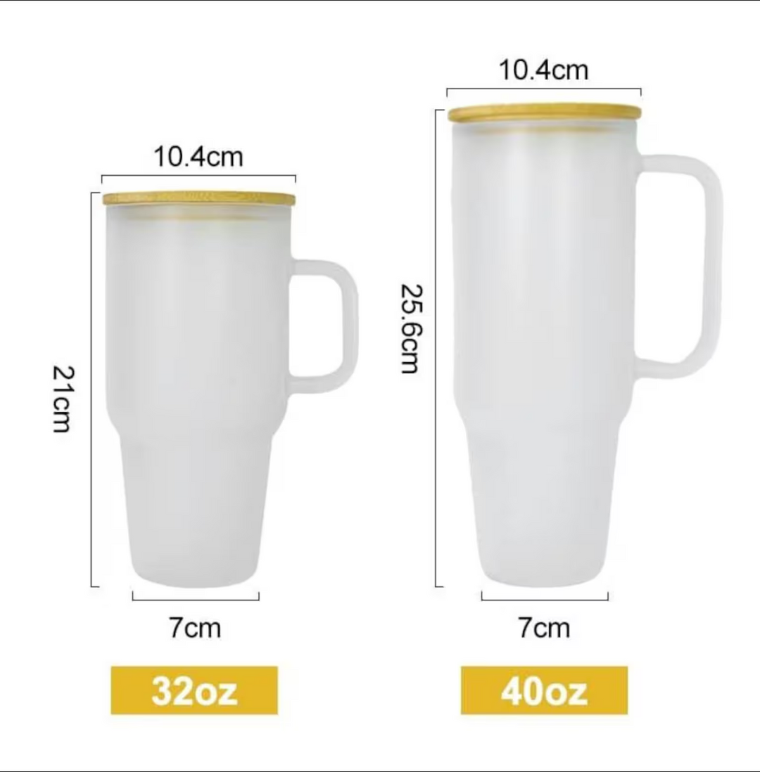 ✨40 oz Clear Glass Tumbler with Handle✨ Such Good Quality! And light !, glass 40 oz tumbler