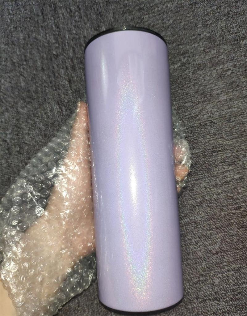 20oz Sublimation Blank Straight White Blue Purple Black Pink Stainless Glitter Sparkle Tumbler, Straw & lid