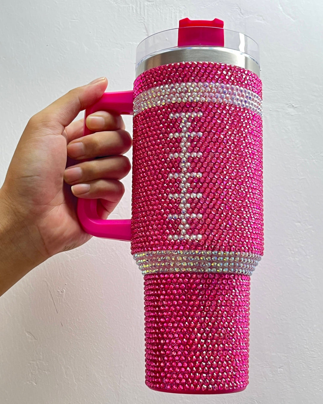 Pink Crystal Football "Blinged Out" 40 Oz. Tumbler