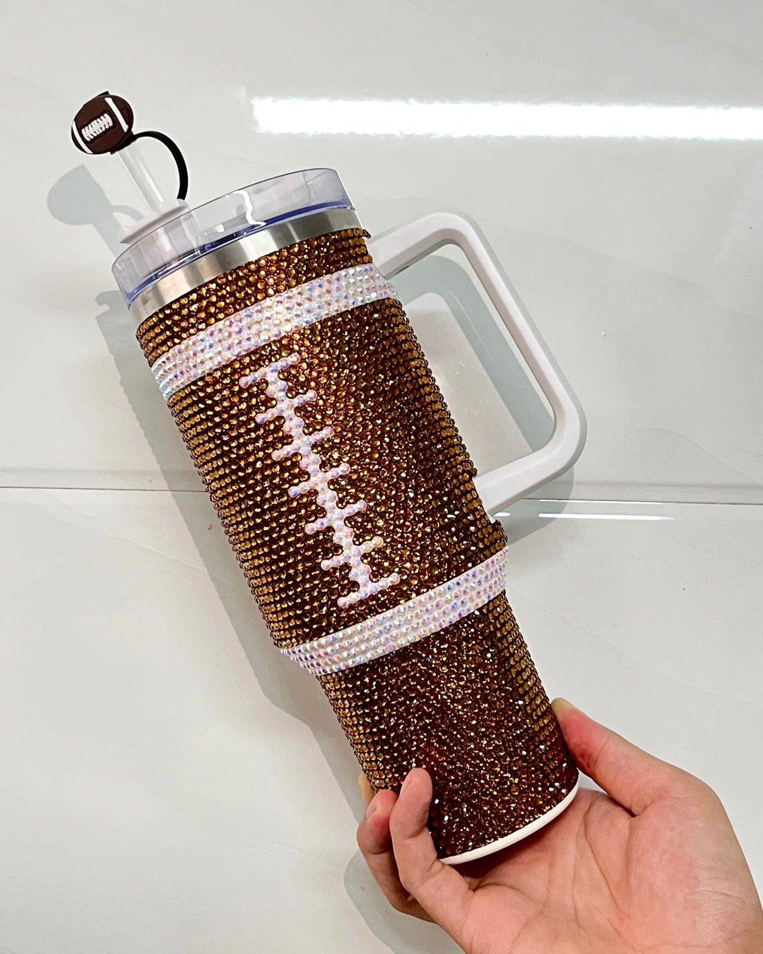 Crystal Football "Blinged Out" 40 Oz. Tumbler