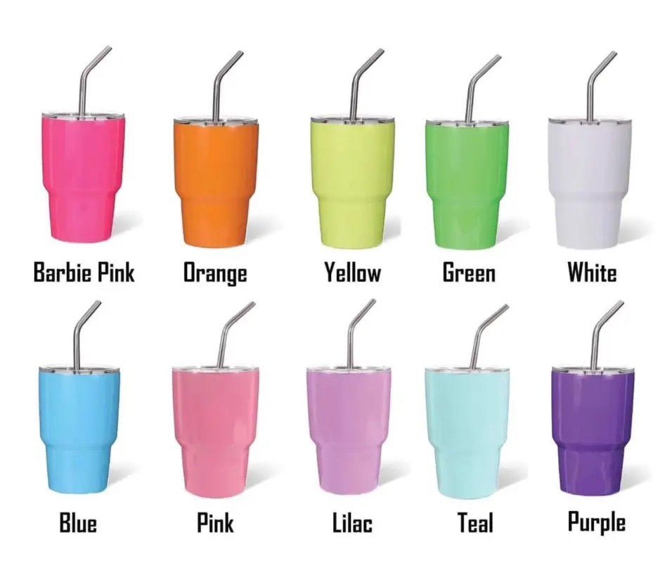 3oz Personalized Custom Sublimation shot glass Tumbler double insulated with stainless straw