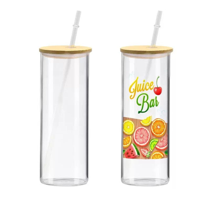 25 Pack 25oz Sublimation Blank Glass Tumbler Bamboo Lids (Clear or Frosted)