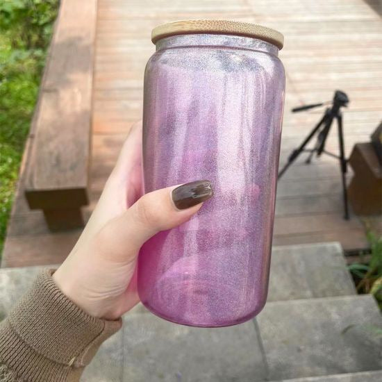 16 oz glass Sublimation glitter tumblers