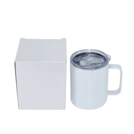 10 oz Sublimation Straight Coffee Mug with Lid and Handle